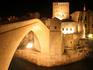 Overhead of Stari Most (Old Bridge) at night.