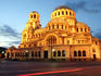 Evening view of Aleksander Nevski Church in central Sofia.