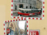 Tram reflected in a mirror at intersection on Na porici (street), Nove Mesto.