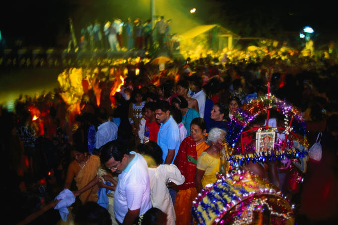 Crowds at Thaipusam festival.