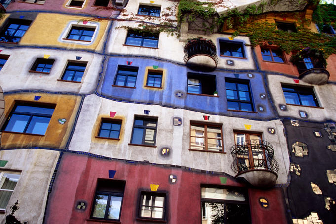Facade of KunstHauseWien designed by Friedensreich Hundertwesser.