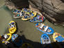 Rafts tie up, mouth of Havasu Creek, Colorado River.