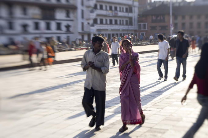 People walking through Durbar Square.