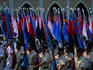 Military march during the annual Independence Day celebrations.