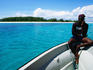 Boatman on phone.
