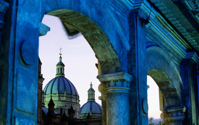 Domes of Catedral de la Inmaculada Concepcion on Parque Calderon.