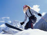 Young girl skiing.