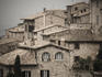 Town rooftops.