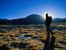 Hiker in silhouette near San Pedro de Atacama.