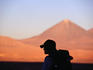 Hiking through the Atacama desert landscape.