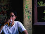 Enjoying a cold Chilean beer in Santiago.