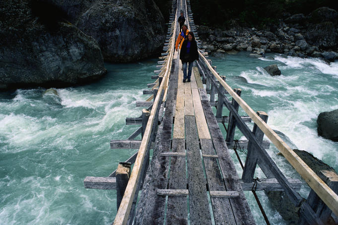 Crossing a river - Queulat Parque Nacional, Aisen del General Carlos Ibanez del Campo