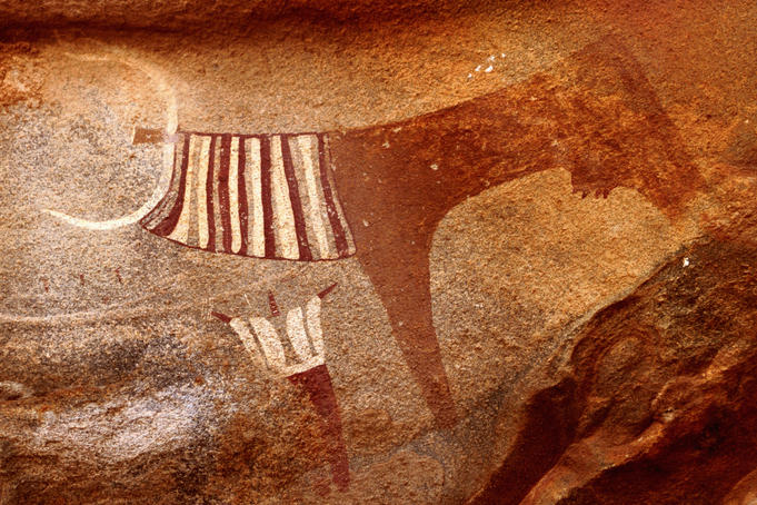 Detail of ancient rock paintings.