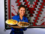 Navajo waitress with Navajo taco & Navajo hot beef at Cameron Trading Post.