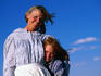 Portrait of Mormon mother and daughter, Mormon Pioneer Wagon Train to Utah, near South Pass.
