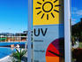 Weather forecast sign, Esplanade Lagoon.