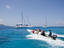 Speedboat and yachts near Praslin Island.