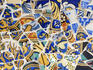 Detail of Banc de Trencadis - a curved tiled bench on Sala Hipostila, Parc Guell.