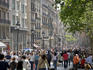 Pedestrian boulevard lined with cafes and shops, Avinguda del Portal de l'Angel.