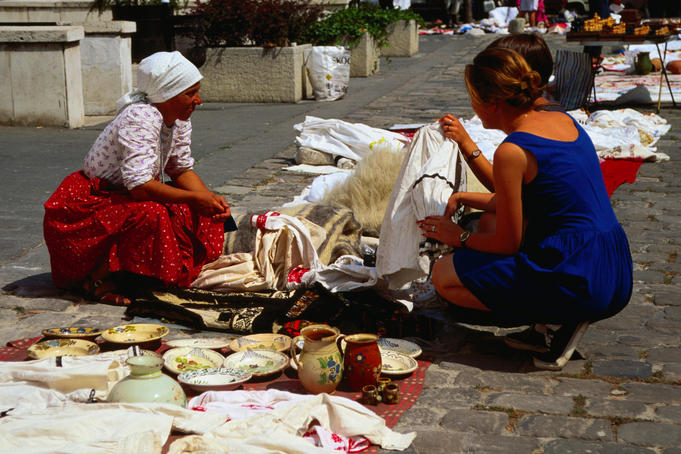 Shopping at a crafts festival, Buda district - Budapest, Pest