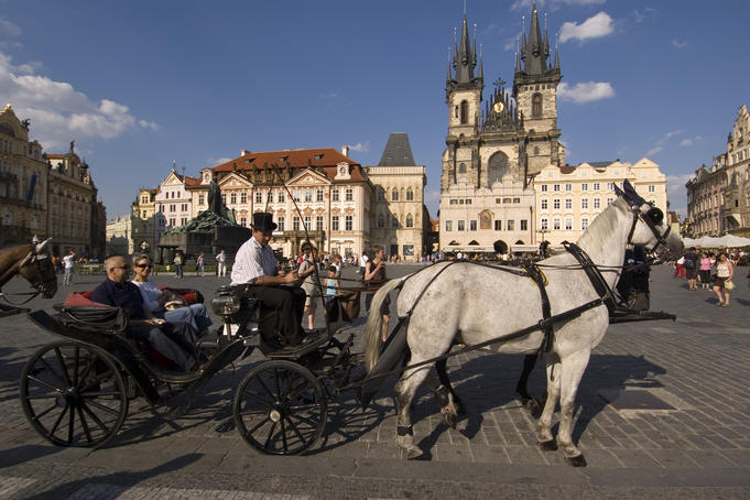 Horse carriage in Old Town Square.