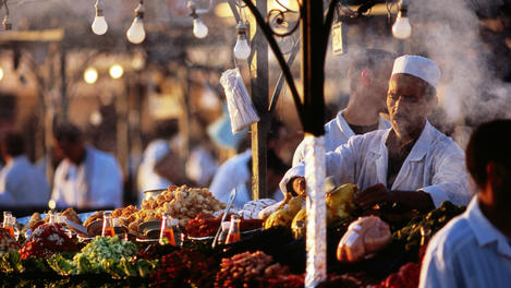 Food stalls, plaza Djeema el-Fna