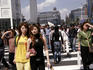 Crowds crossing street near People's Square (Ren Min Square).