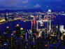 Hong Kong Island skyline & Victoria Harbour at dusk from Victoria Peak.