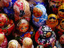 Matryoskha dolls for sale at souvenir market on waterfront in Listvyanka village on Lake Baikal.
