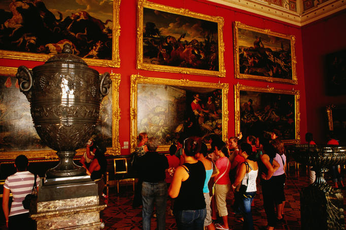 Tourists on guided tour of the Hermitage.
