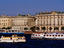 Tour boats on the Neva River outside the Hermitage.