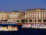 Tour boats on the Neva River outside the Hermitage.