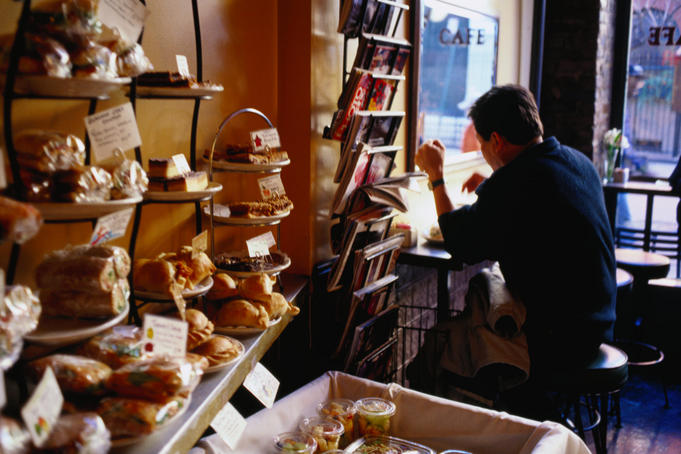 Having a coffee in an espresso Bar in Greenwich Village - New York City, New York
