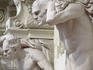 Caryatids on facade of House of the Four Idiots (Dum u ctyr mamlasu) Svobody square (Namesti Svobody).