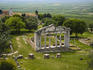 Overhead of Agora ruins at Greek-Roman site, Apollonia.