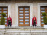 Guards standing at entrance to Prime Minister's residence.
