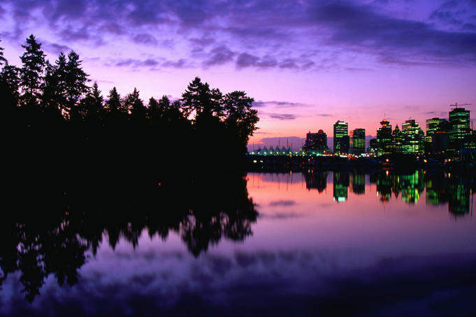 The evening view from Stanley Park, Vancouver, British Colombia, Canada.