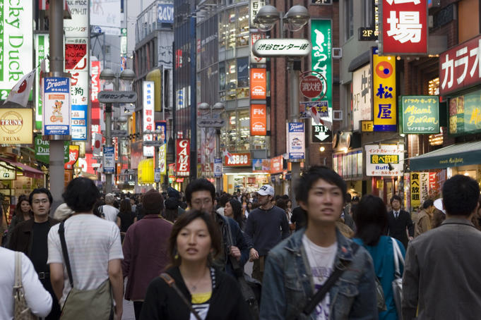 Crowded streets of Shibuya.
