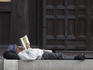 Man relaxes with book at Nanzen-ji Temple.