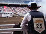 Cowboy awaits his ride, Calgary Stampede.