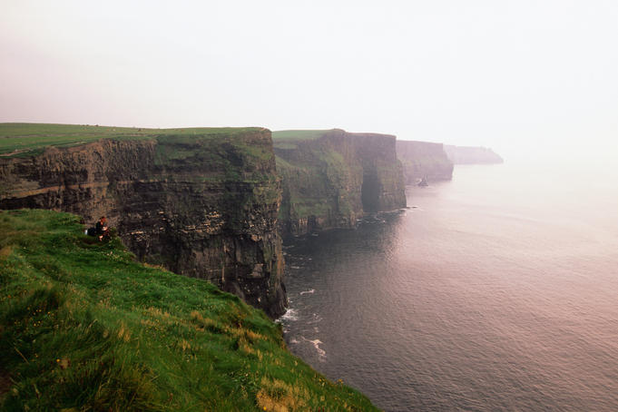 Cliffs of Moher at sunset.