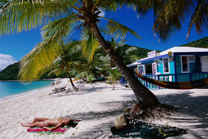 Sunbathing on White Bay Beach.