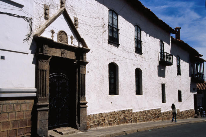 Historic whitewashed building.