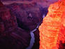 Toroweap Overlook at sunrise with moon over Colorado River.