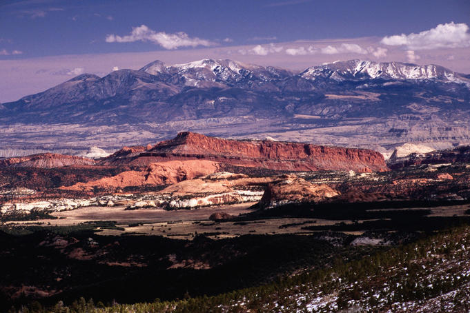 Henry Mountains from Highway 12 at Larb Hollow Overlook.