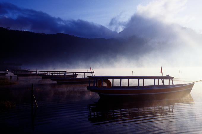 Mist rising off Lake Batur.