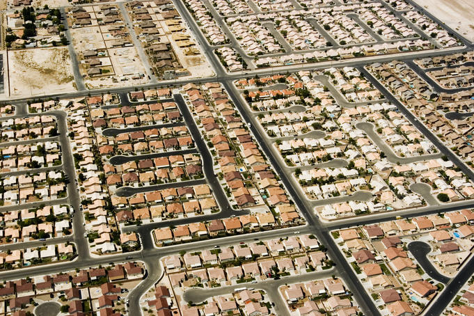 Aerial of Las Vegas urban city growth.