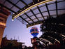 Illuminated Paris Balloon at sunset.