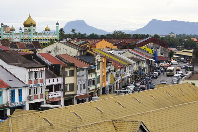 Roof tops over downtown Kuching.