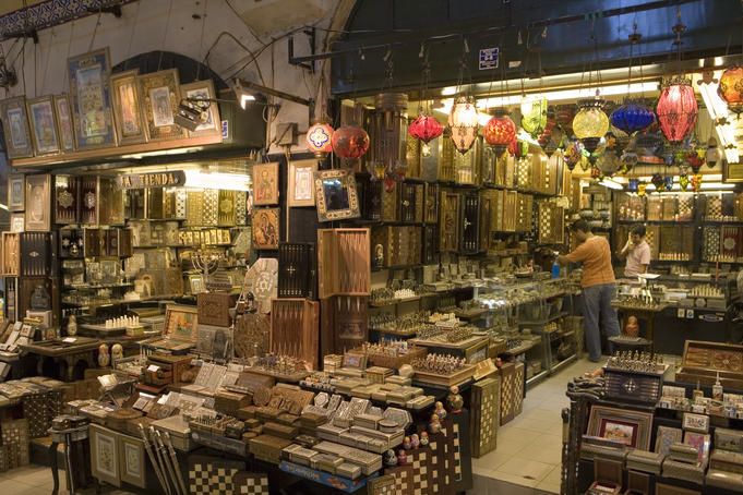 Selling backgammon and other souvenirs at Kapali Carsi Grand Bazaar.